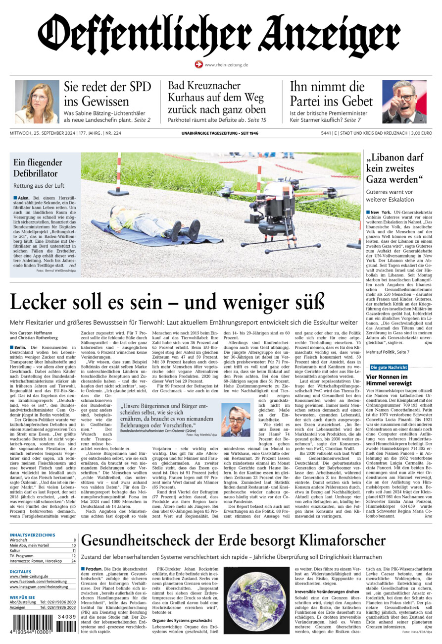 Oeffentlicher Anzeiger vom Mittwoch, 25.09.2024