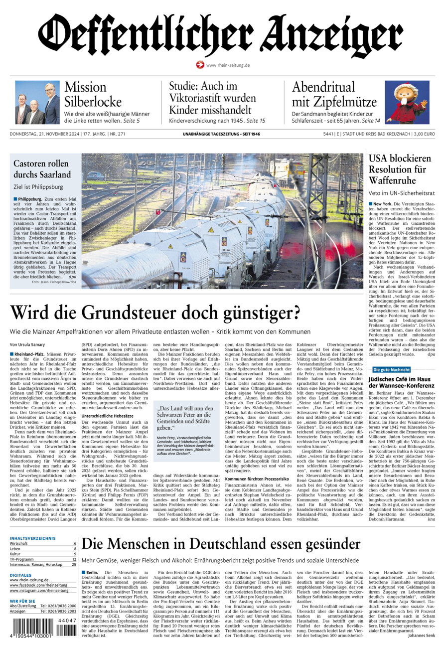 Oeffentlicher Anzeiger vom Donnerstag, 21.11.2024