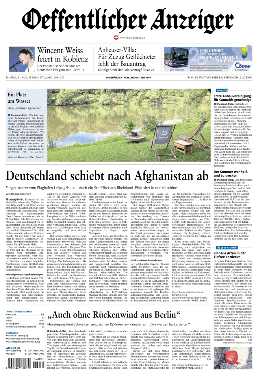 Oeffentlicher Anzeiger vom Samstag, 31.08.2024