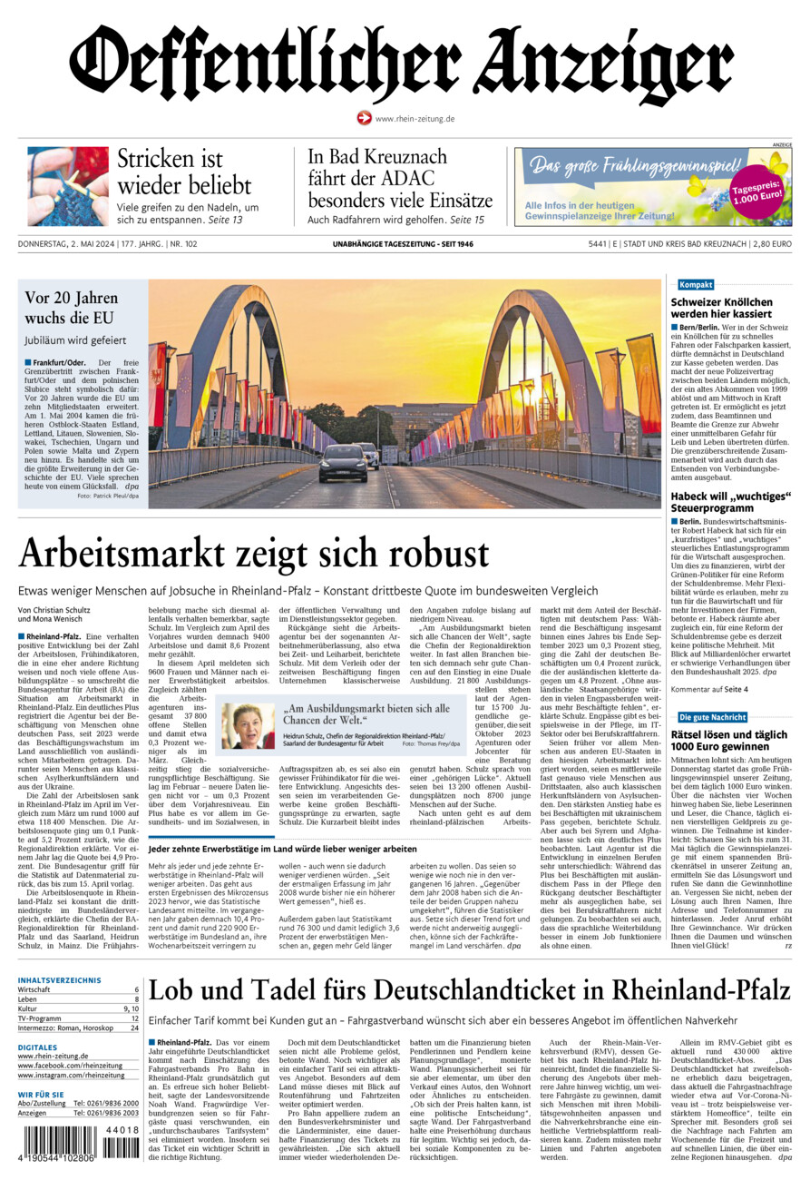 Oeffentlicher Anzeiger vom Donnerstag, 02.05.2024