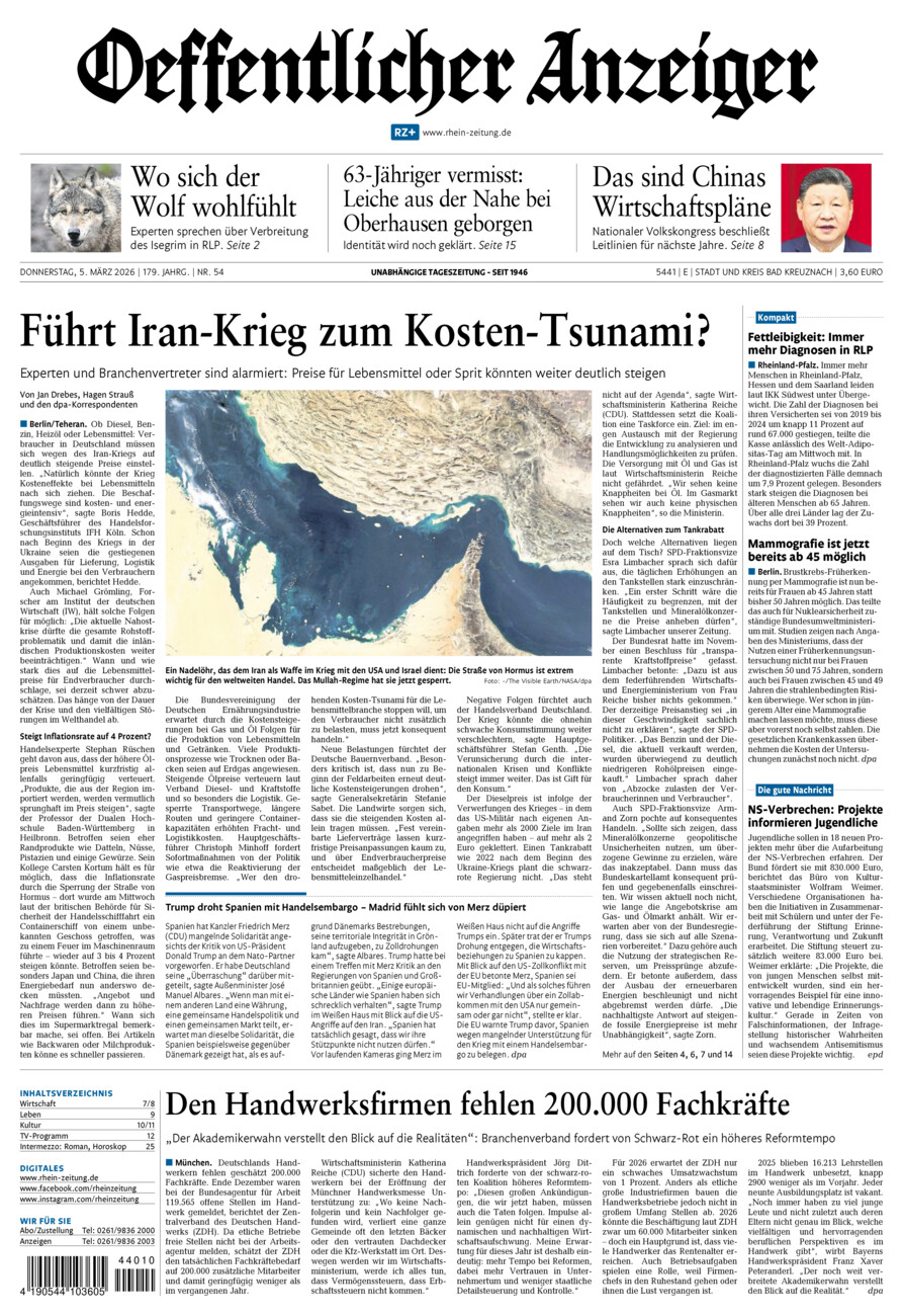 Oeffentlicher Anzeiger vom Donnerstag, 05.03.2026