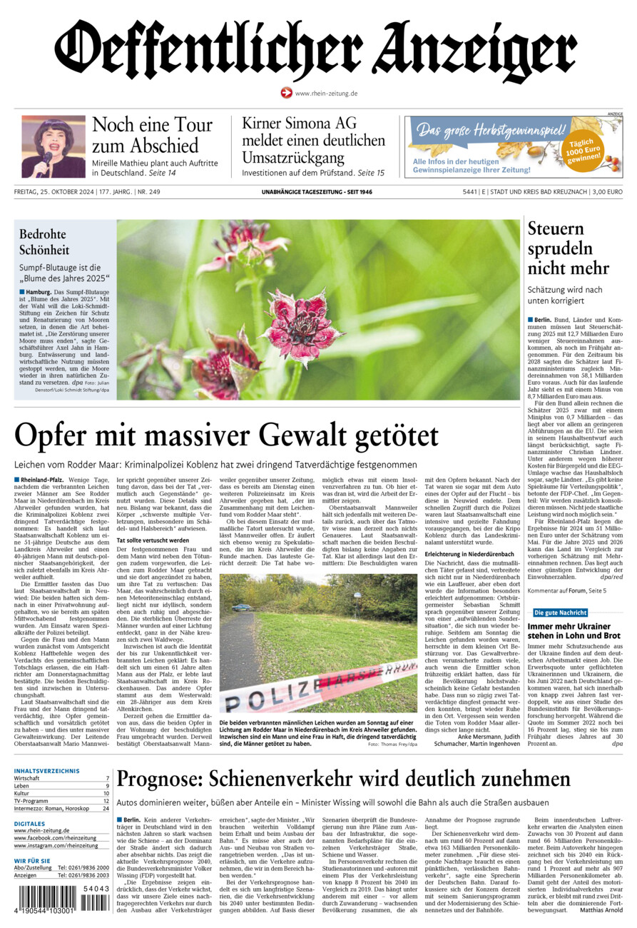 Oeffentlicher Anzeiger vom Freitag, 25.10.2024