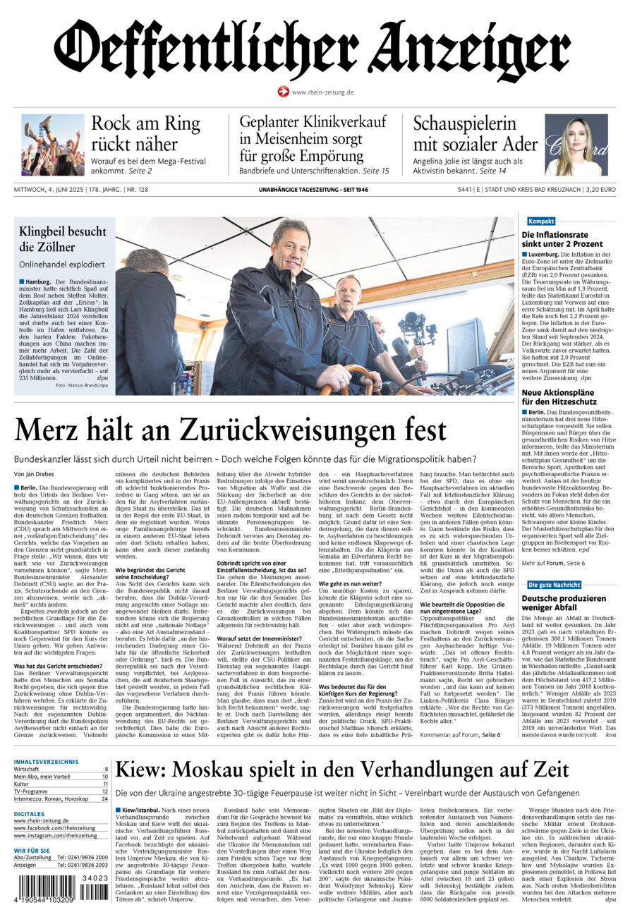 Oeffentlicher Anzeiger vom Mittwoch, 04.06.2025