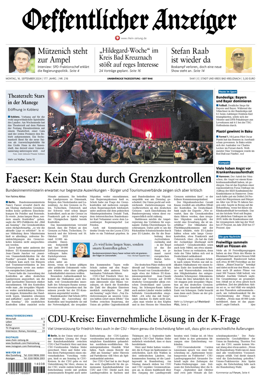 Oeffentlicher Anzeiger vom Montag, 16.09.2024