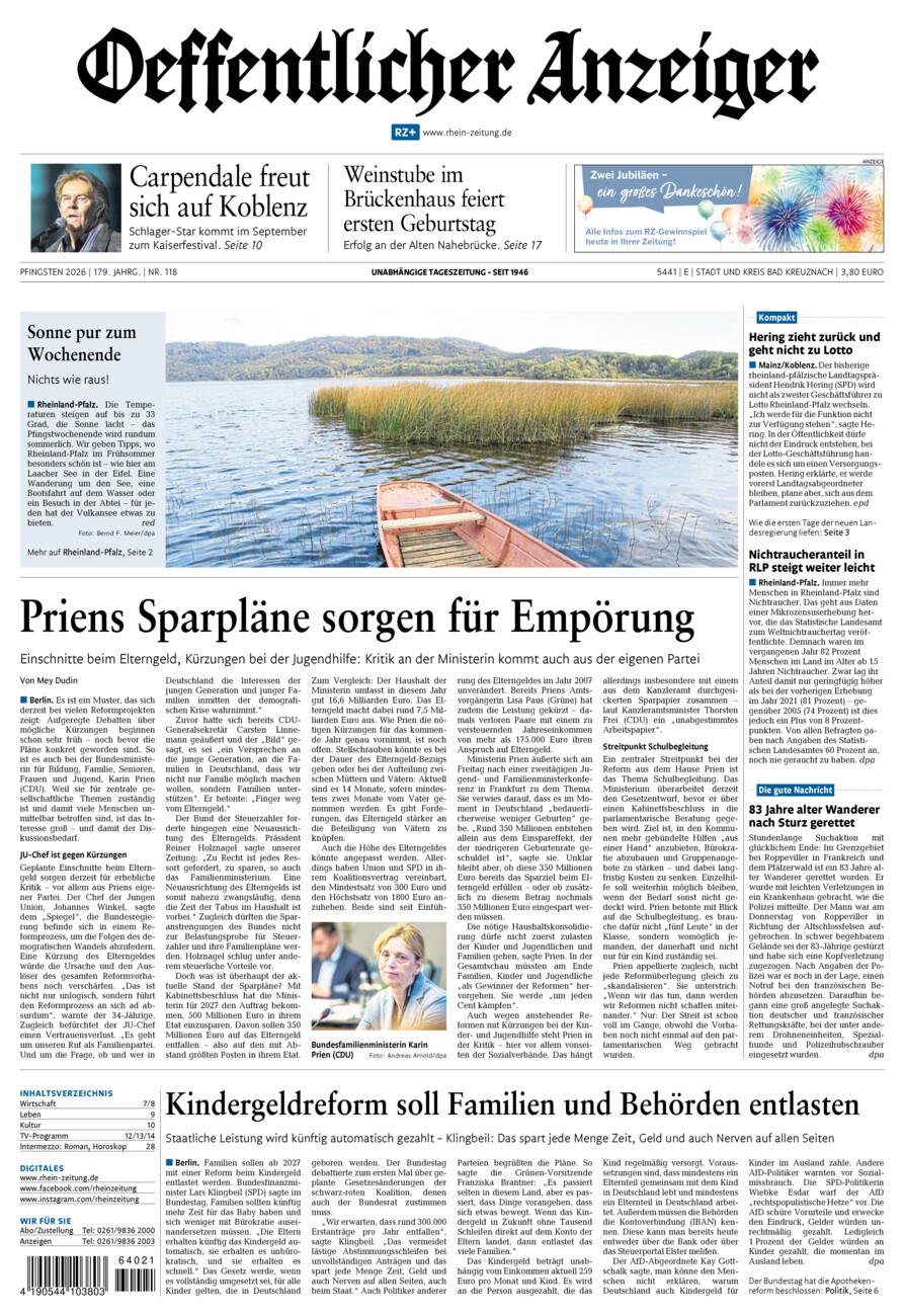 Oeffentlicher Anzeiger vom Samstag, 23.05.2026