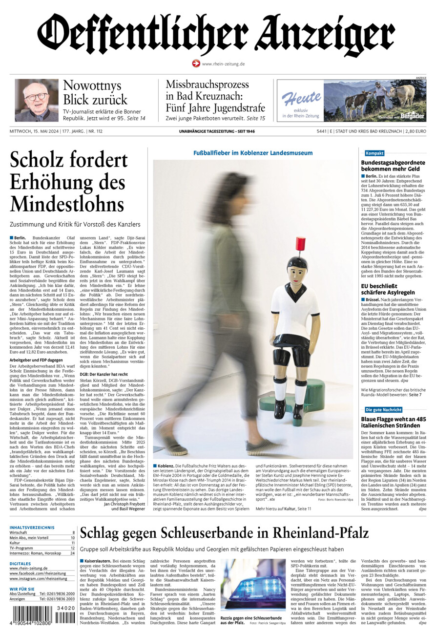 Oeffentlicher Anzeiger vom Mittwoch, 15.05.2024