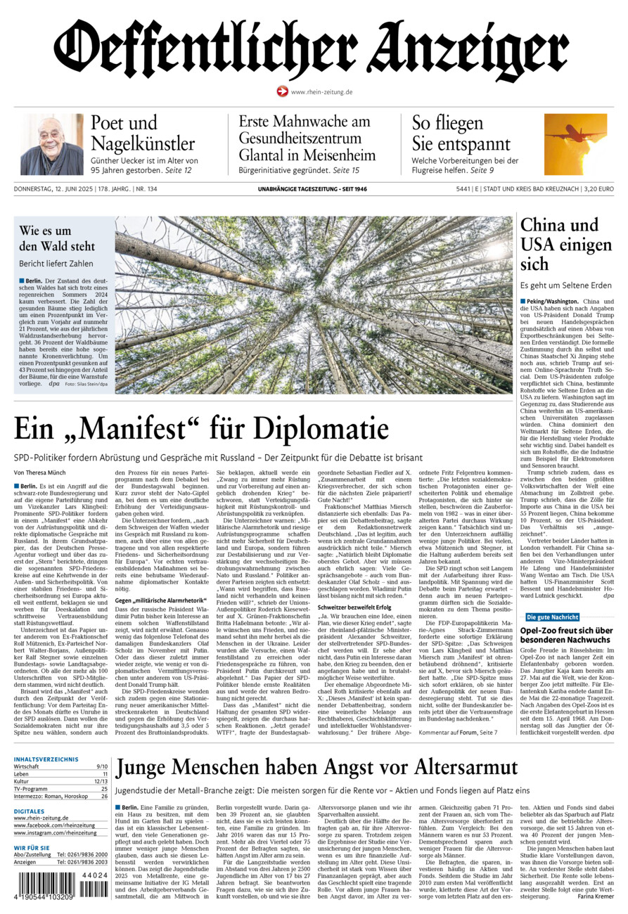 Oeffentlicher Anzeiger vom Donnerstag, 12.06.2025