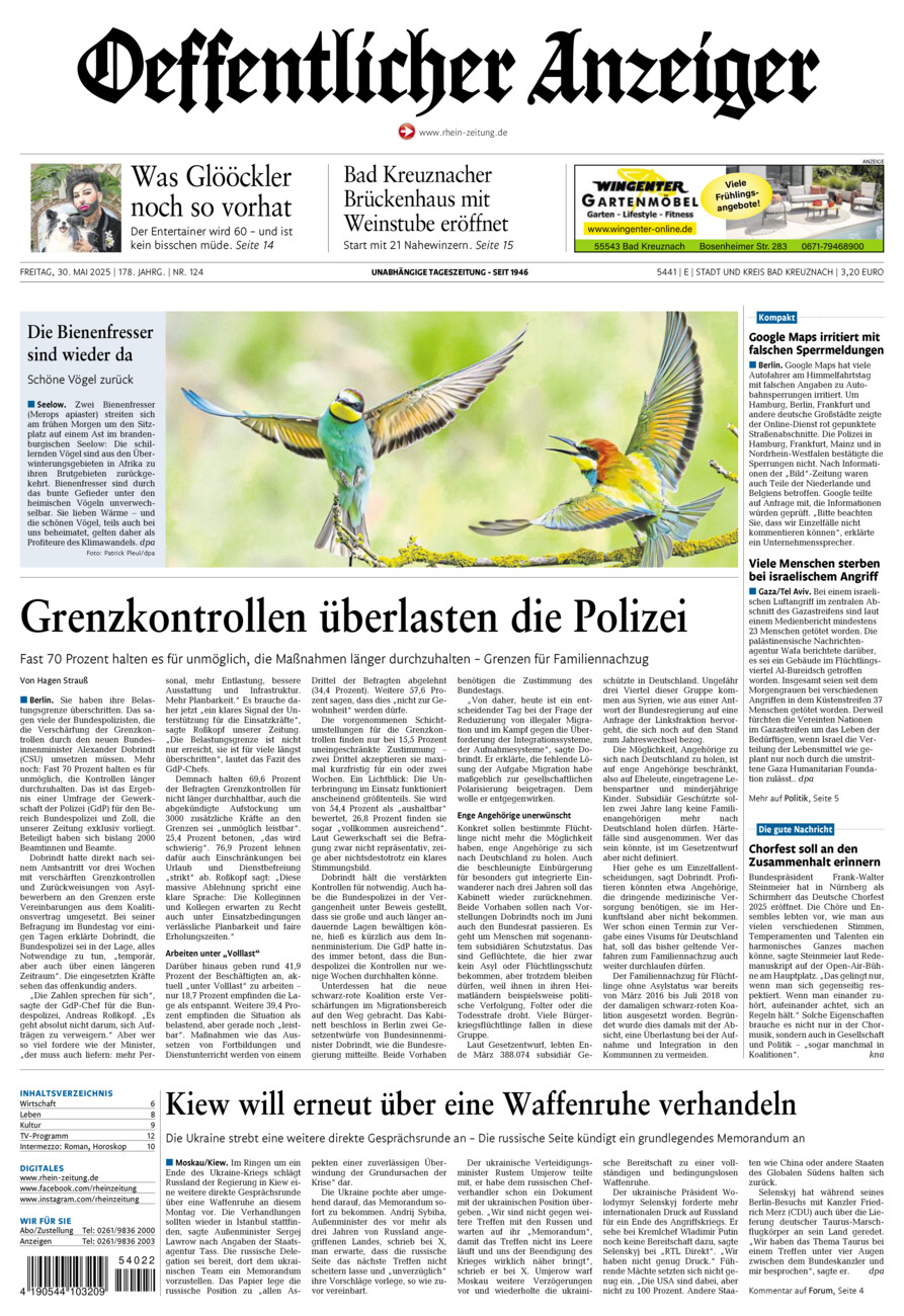 Oeffentlicher Anzeiger vom Freitag, 30.05.2025