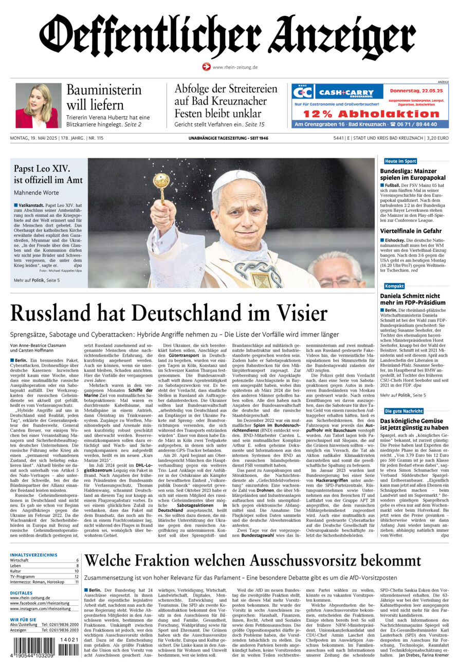 Oeffentlicher Anzeiger vom Montag, 19.05.2025