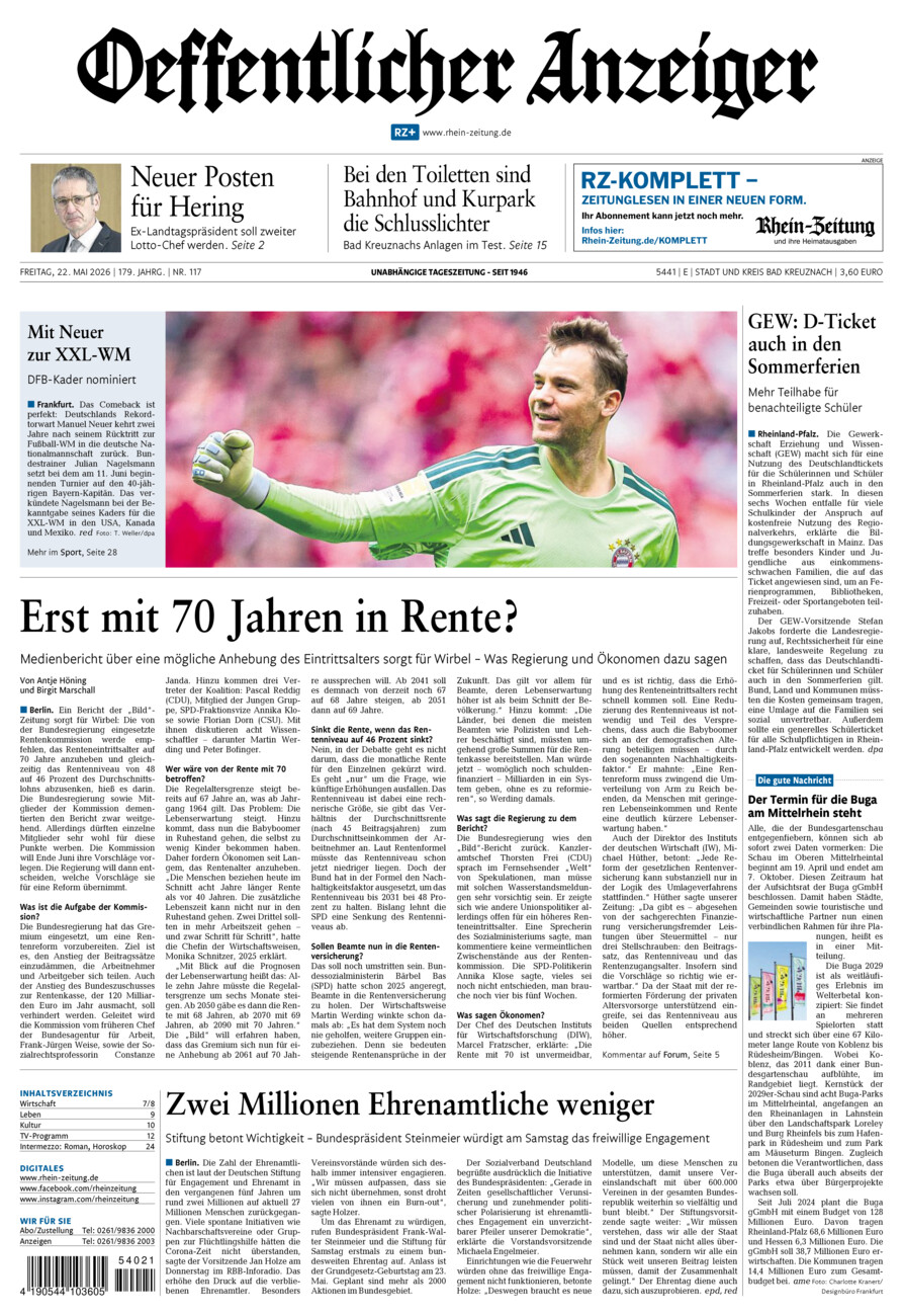 Oeffentlicher Anzeiger vom Freitag, 22.05.2026