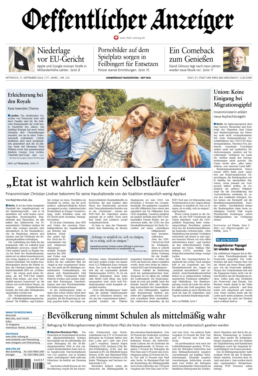 Oeffentlicher Anzeiger vom Mittwoch, 11.09.2024