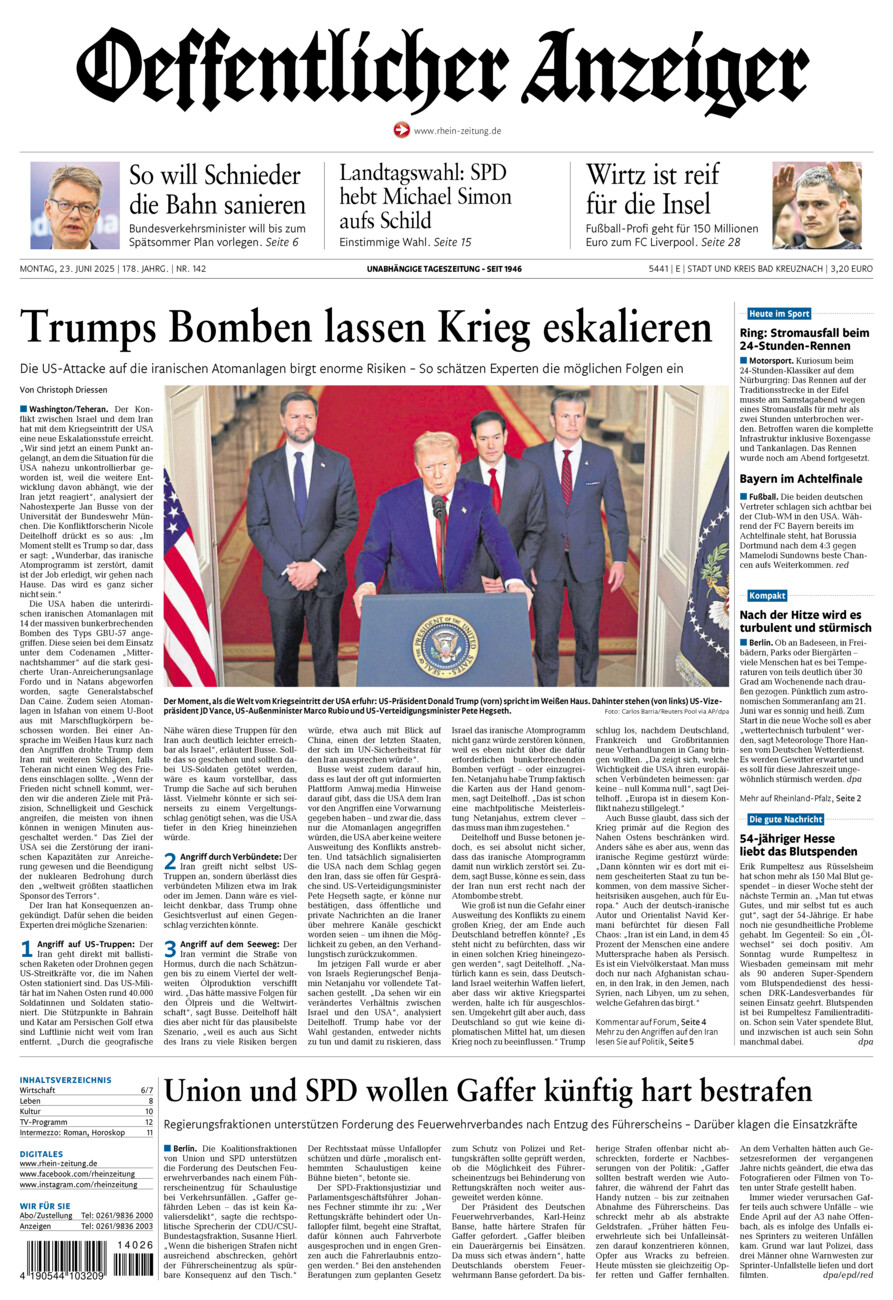 Oeffentlicher Anzeiger vom Montag, 23.06.2025