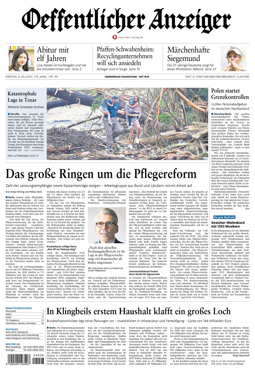 Oeffentlicher Anzeiger vom Dienstag, 08.07.2025