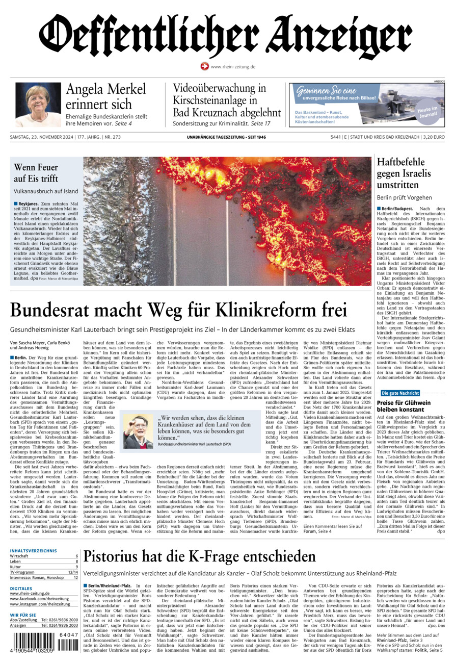 Oeffentlicher Anzeiger vom Samstag, 23.11.2024