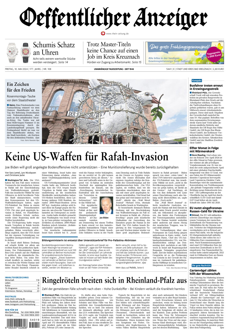 Oeffentlicher Anzeiger vom Freitag, 10.05.2024