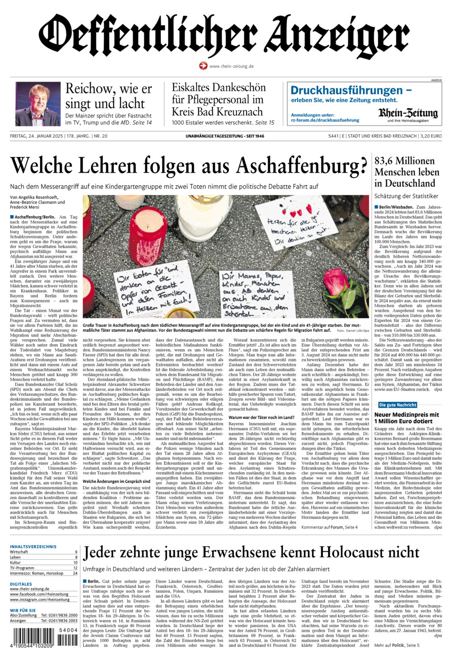 Oeffentlicher Anzeiger vom Freitag, 24.01.2025