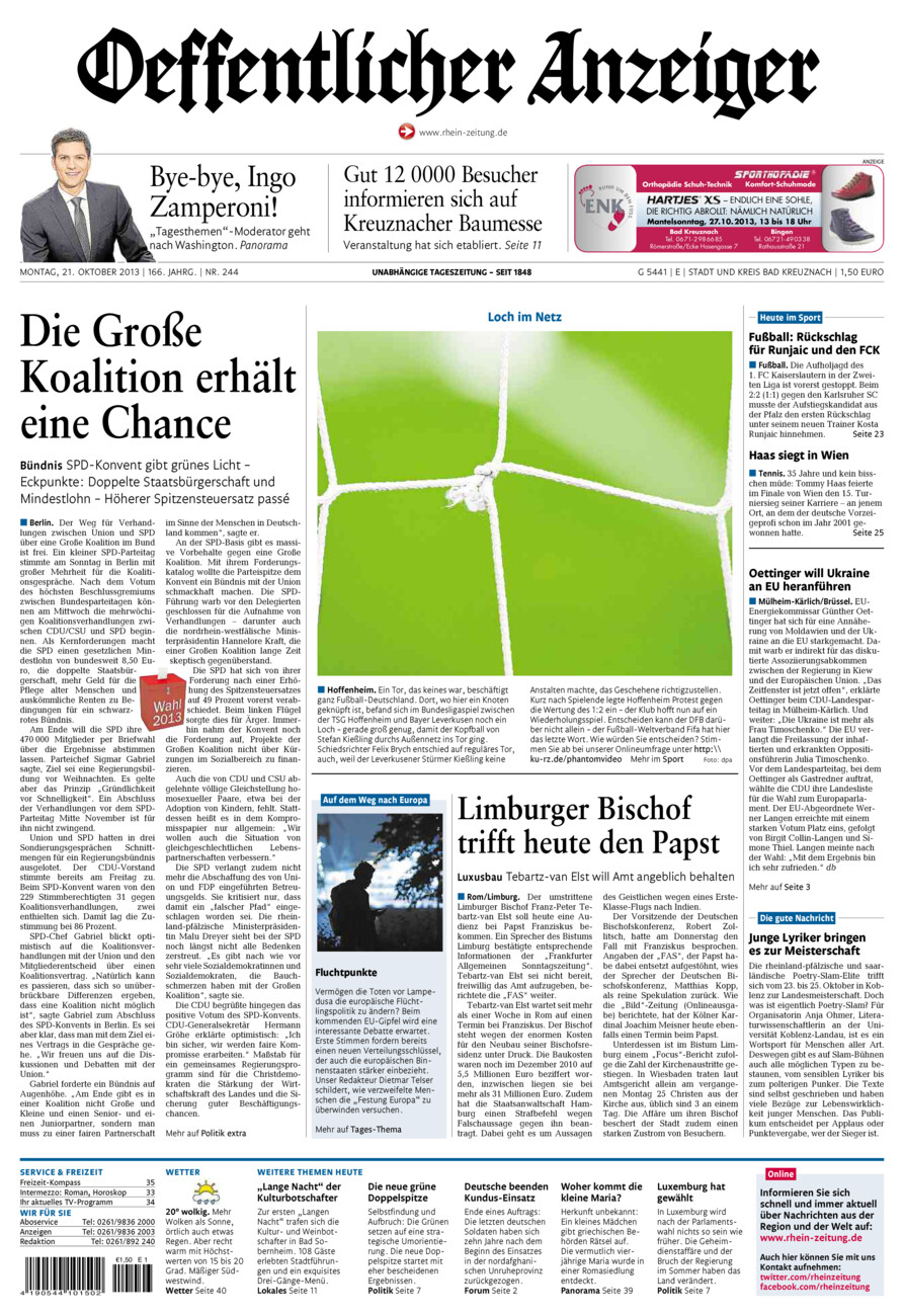 Oeffentlicher Anzeiger vom Montag, 21.10.2013