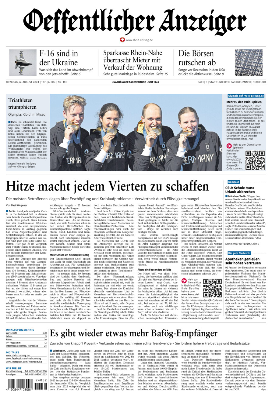 Oeffentlicher Anzeiger vom Dienstag, 06.08.2024