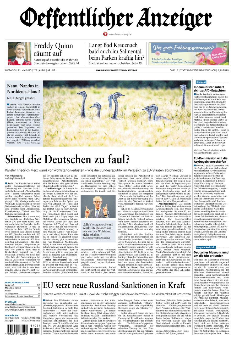 Oeffentlicher Anzeiger vom Mittwoch, 21.05.2025