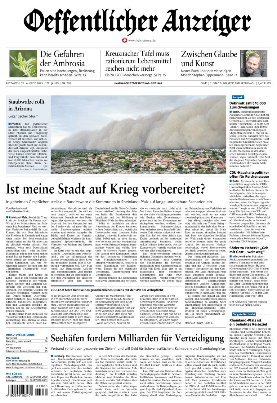 Oeffentlicher Anzeiger vom Mittwoch, 27.08.2025