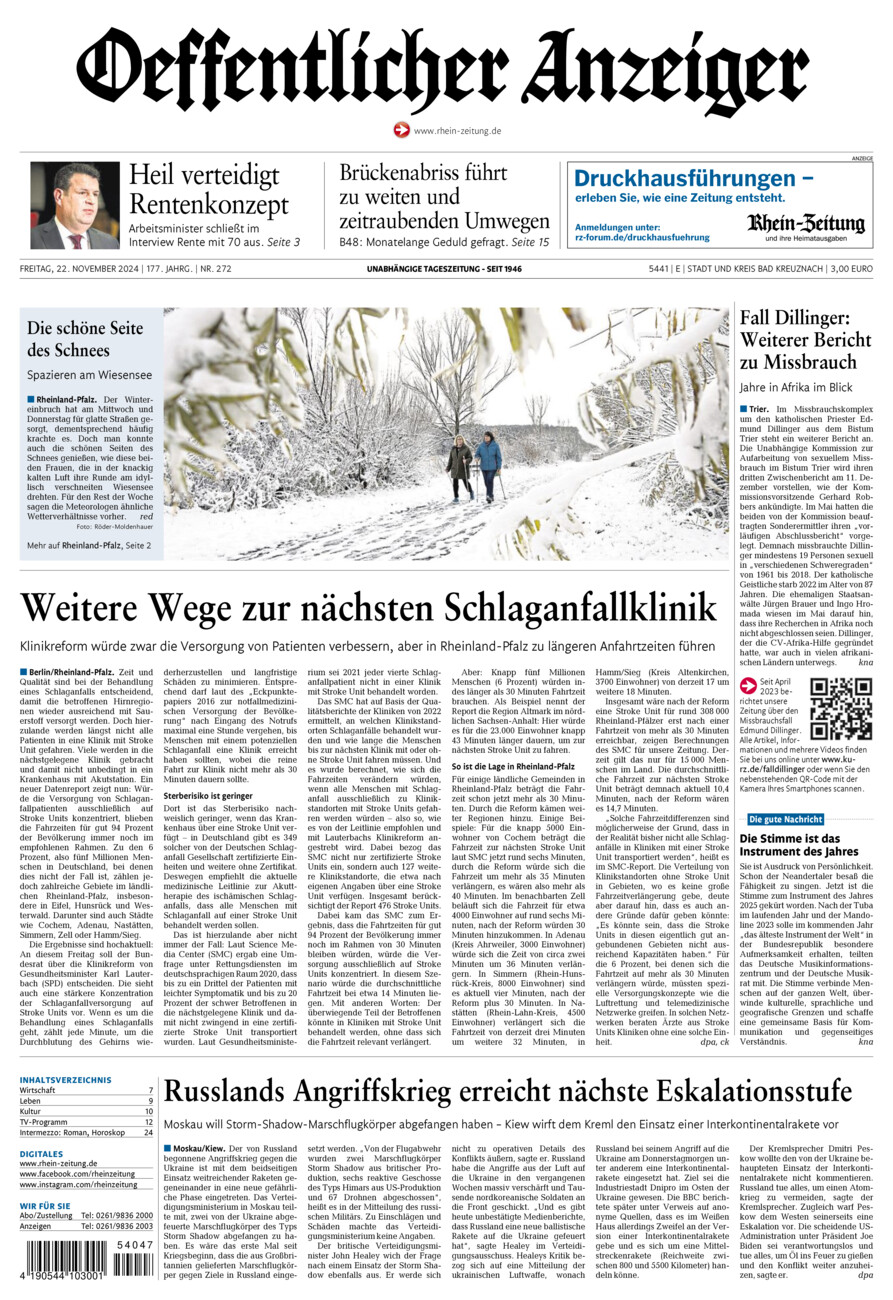 Oeffentlicher Anzeiger vom Freitag, 22.11.2024