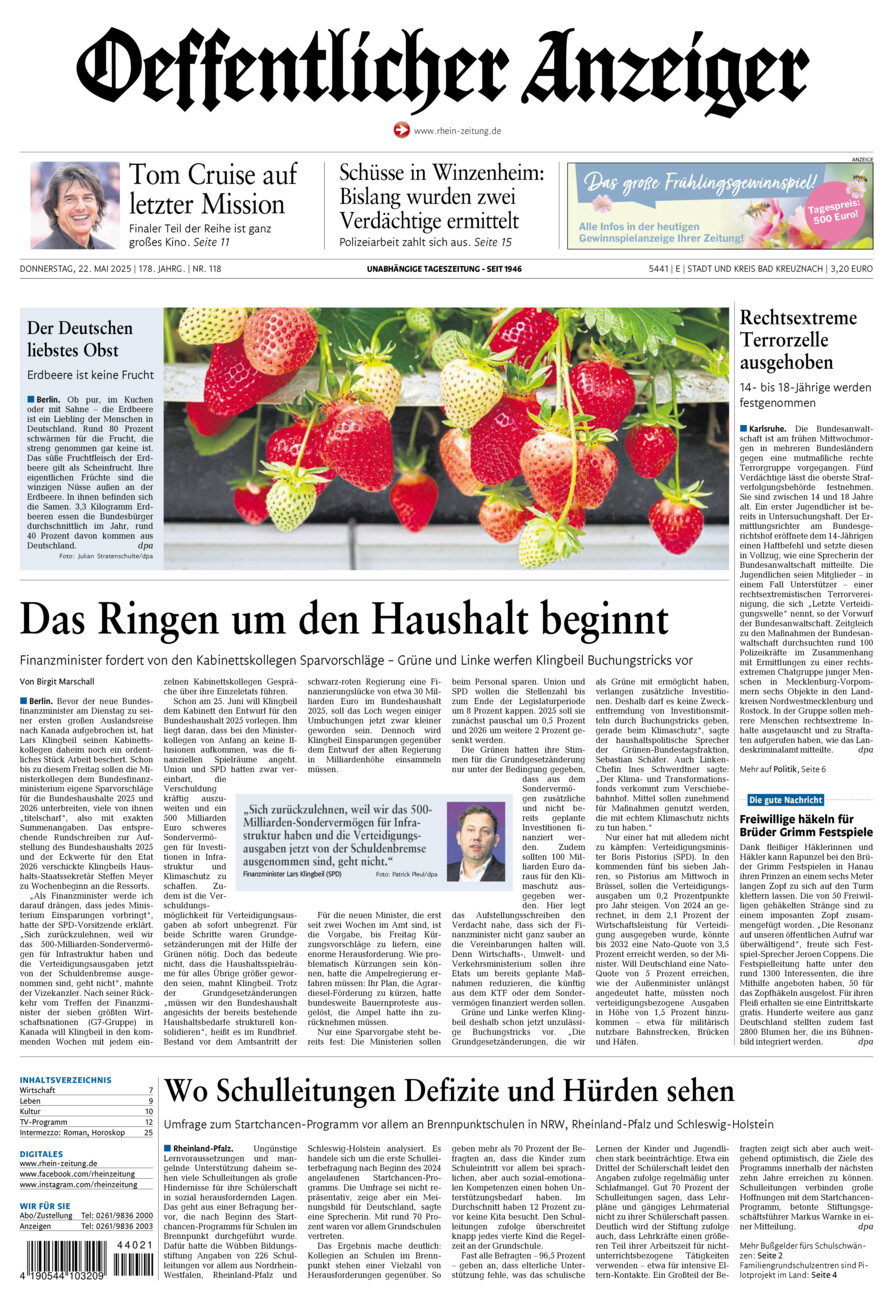 Oeffentlicher Anzeiger vom Donnerstag, 22.05.2025