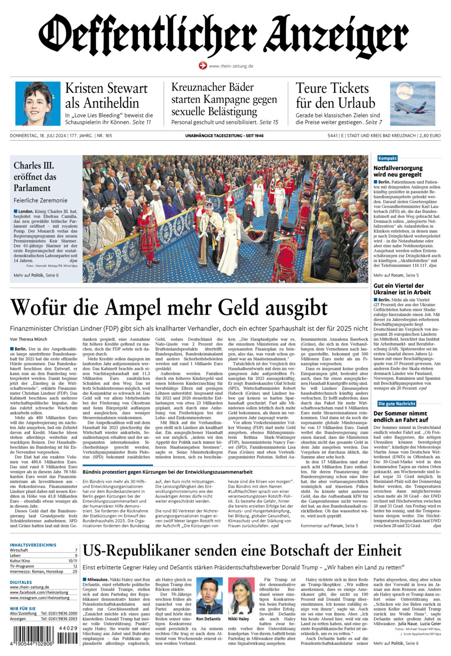 Oeffentlicher Anzeiger vom Donnerstag, 18.07.2024