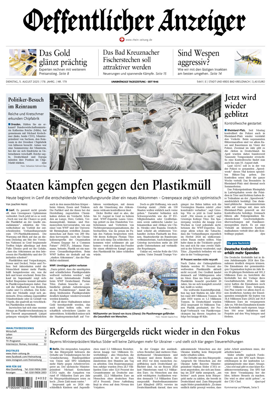 Oeffentlicher Anzeiger vom Dienstag, 05.08.2025