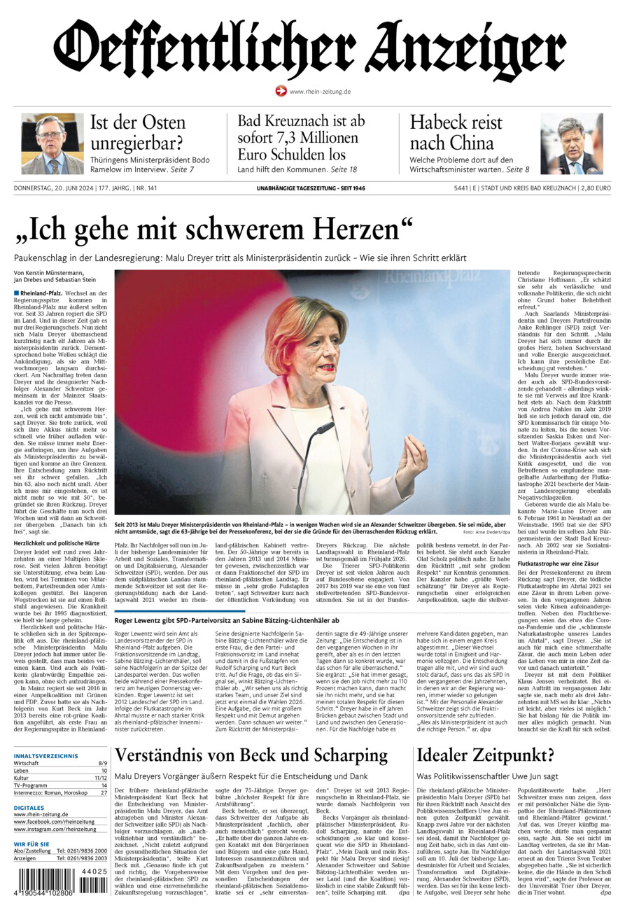 Oeffentlicher Anzeiger vom Donnerstag, 20.06.2024