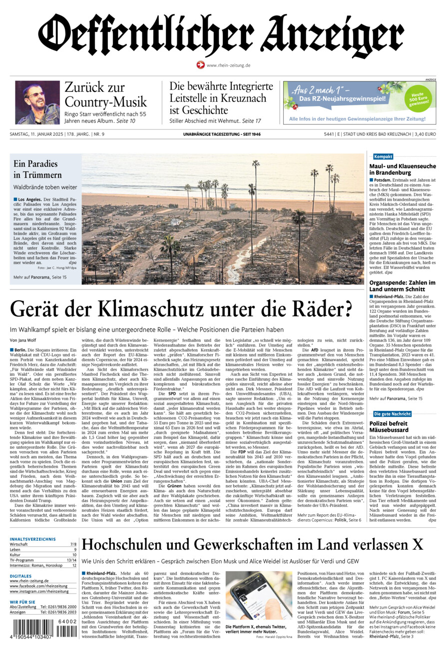 Oeffentlicher Anzeiger vom Samstag, 11.01.2025