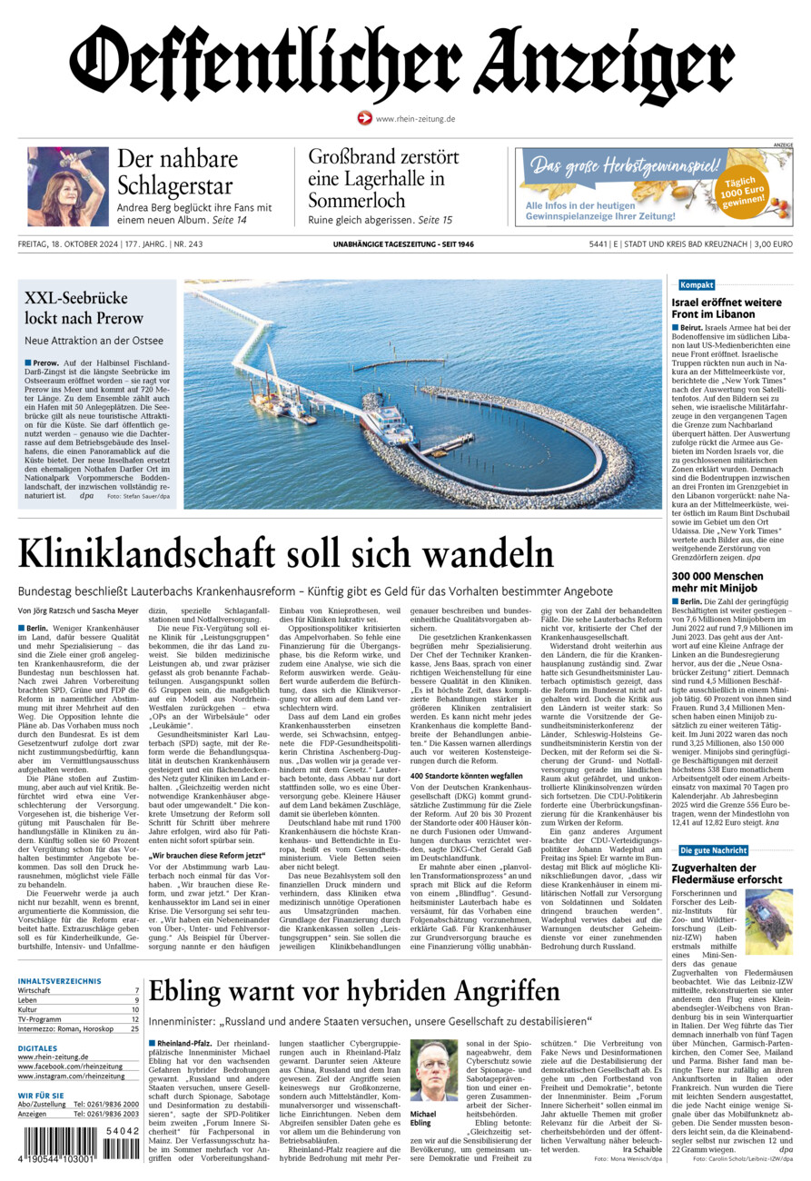 Oeffentlicher Anzeiger vom Freitag, 18.10.2024