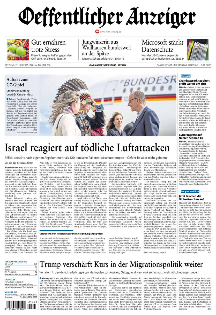 Oeffentlicher Anzeiger vom Dienstag, 17.06.2025