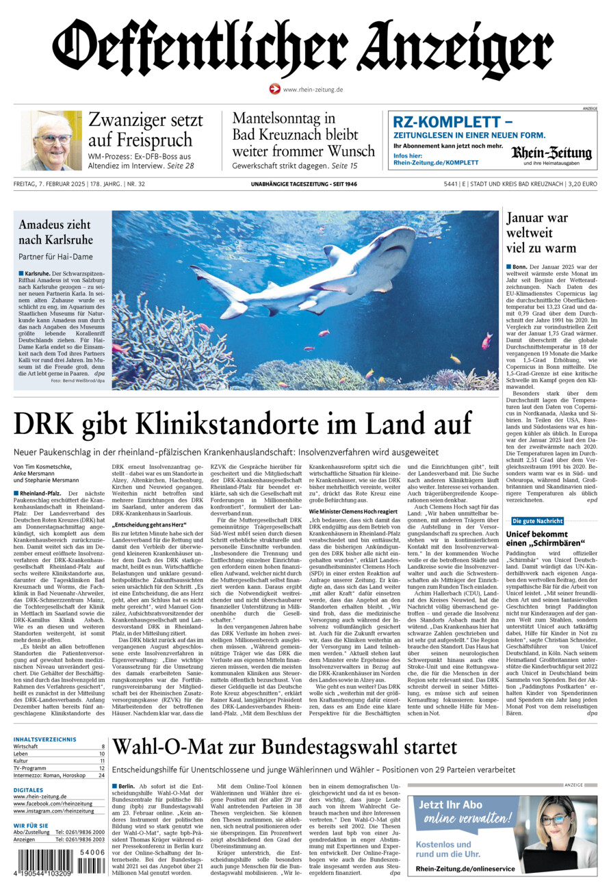 Oeffentlicher Anzeiger vom Freitag, 07.02.2025