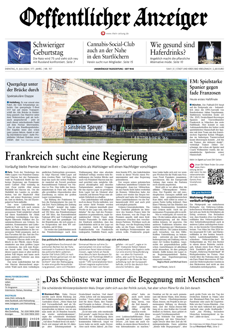 Oeffentlicher Anzeiger vom Dienstag, 09.07.2024