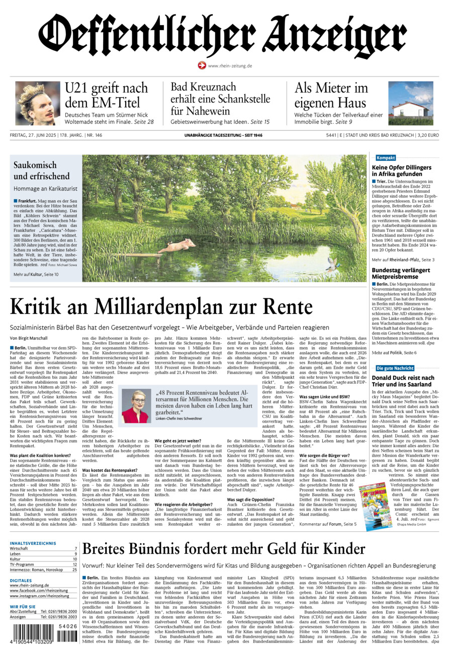 Oeffentlicher Anzeiger vom Freitag, 27.06.2025