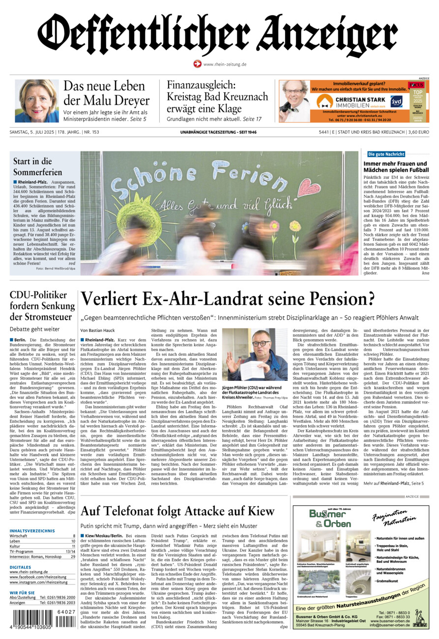 Oeffentlicher Anzeiger vom Samstag, 05.07.2025