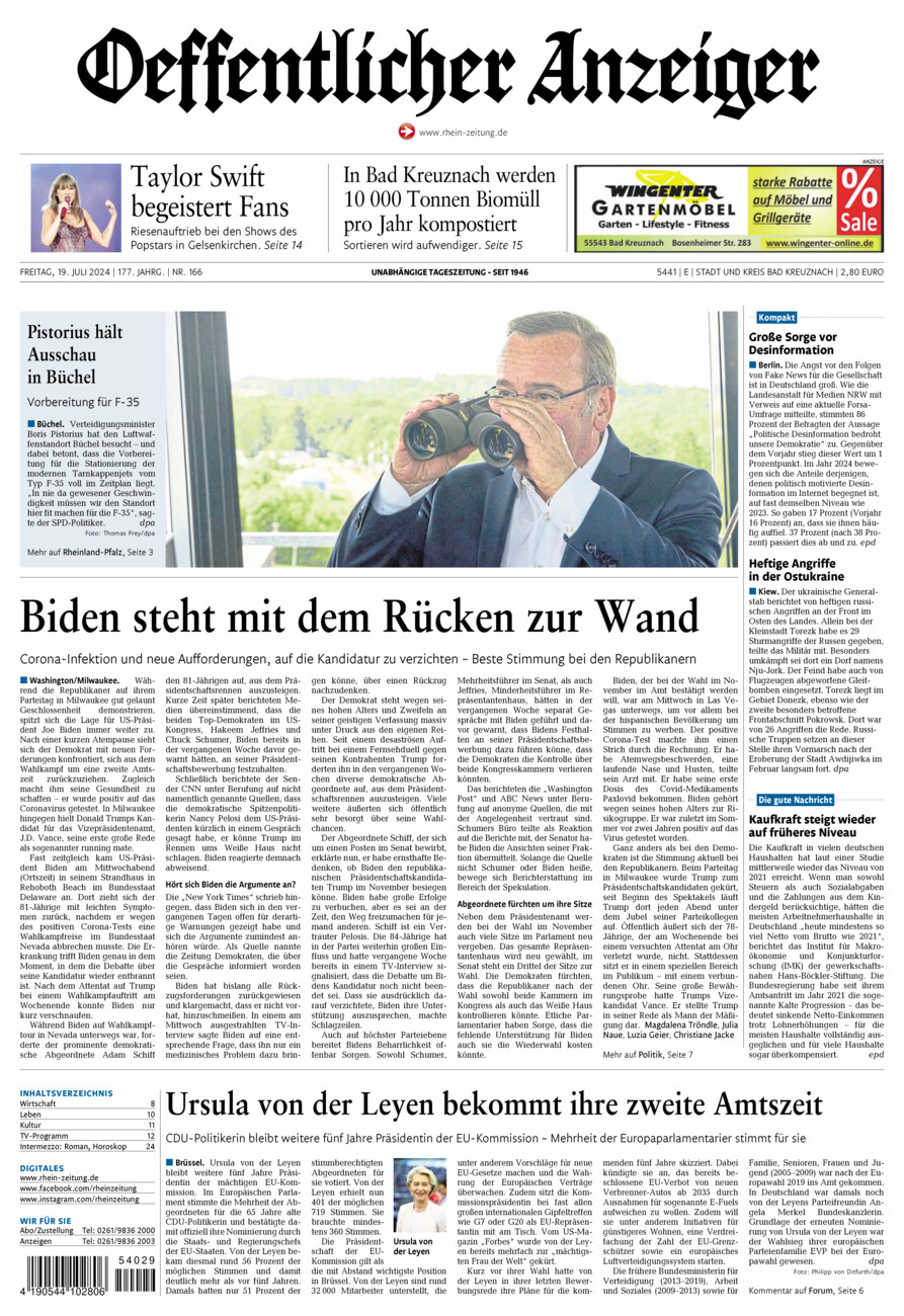 Oeffentlicher Anzeiger vom Freitag, 19.07.2024