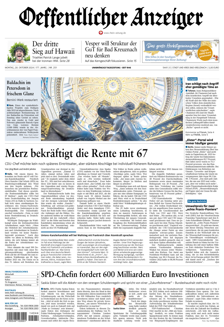 Oeffentlicher Anzeiger vom Montag, 28.10.2024