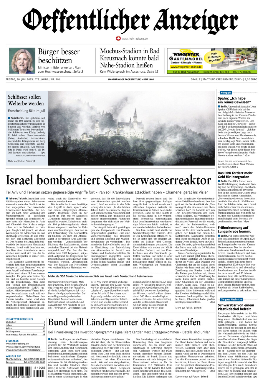 Oeffentlicher Anzeiger vom Freitag, 20.06.2025