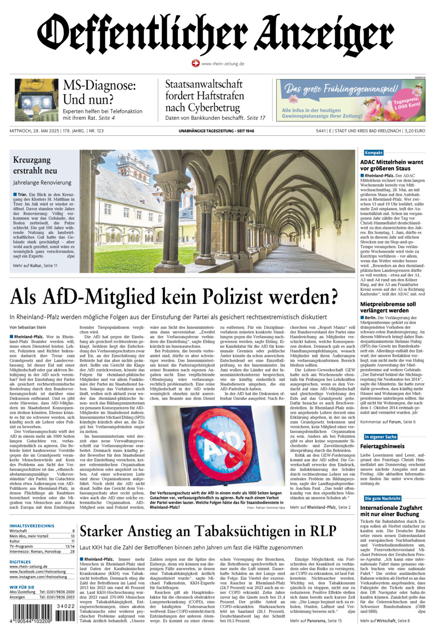 Oeffentlicher Anzeiger vom Mittwoch, 28.05.2025