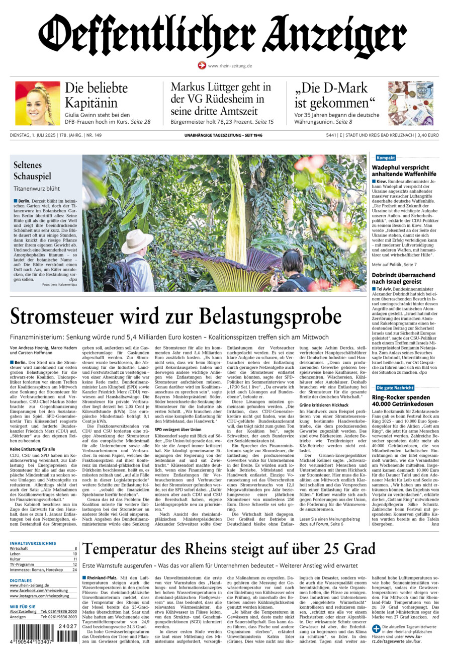 Oeffentlicher Anzeiger vom Dienstag, 01.07.2025