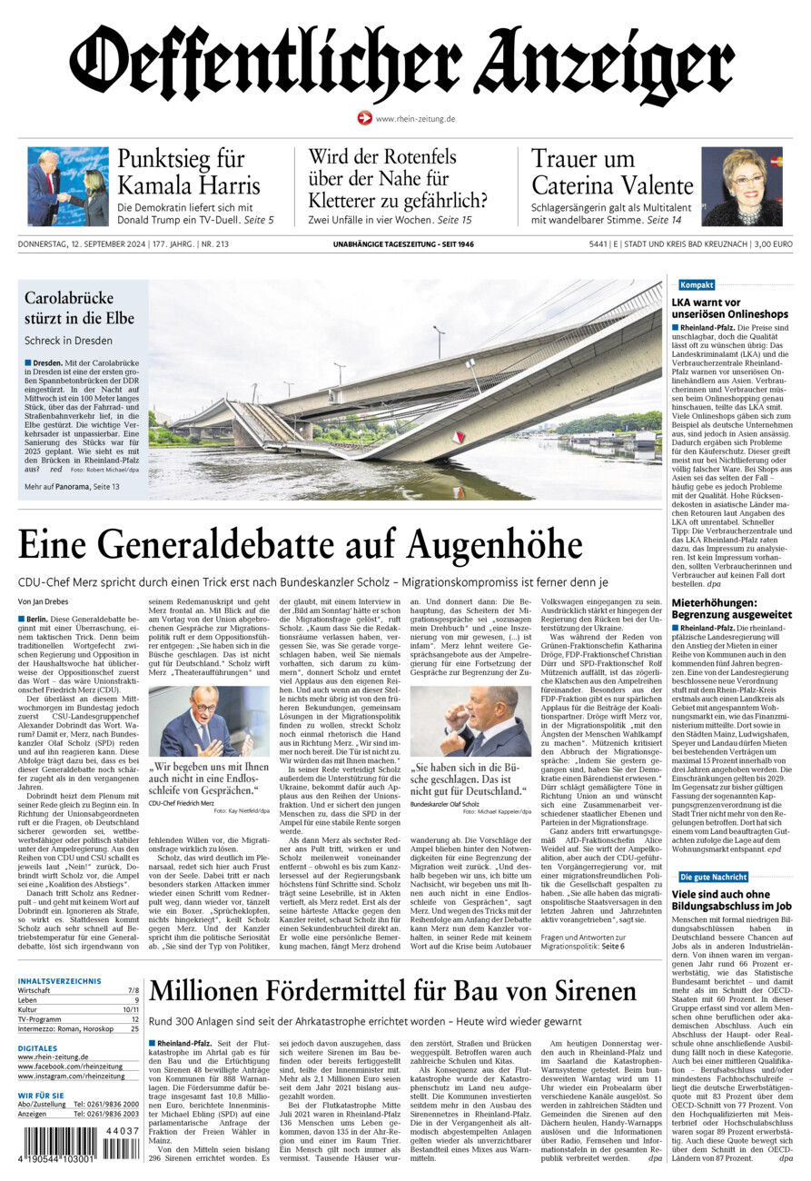 Oeffentlicher Anzeiger vom Donnerstag, 12.09.2024