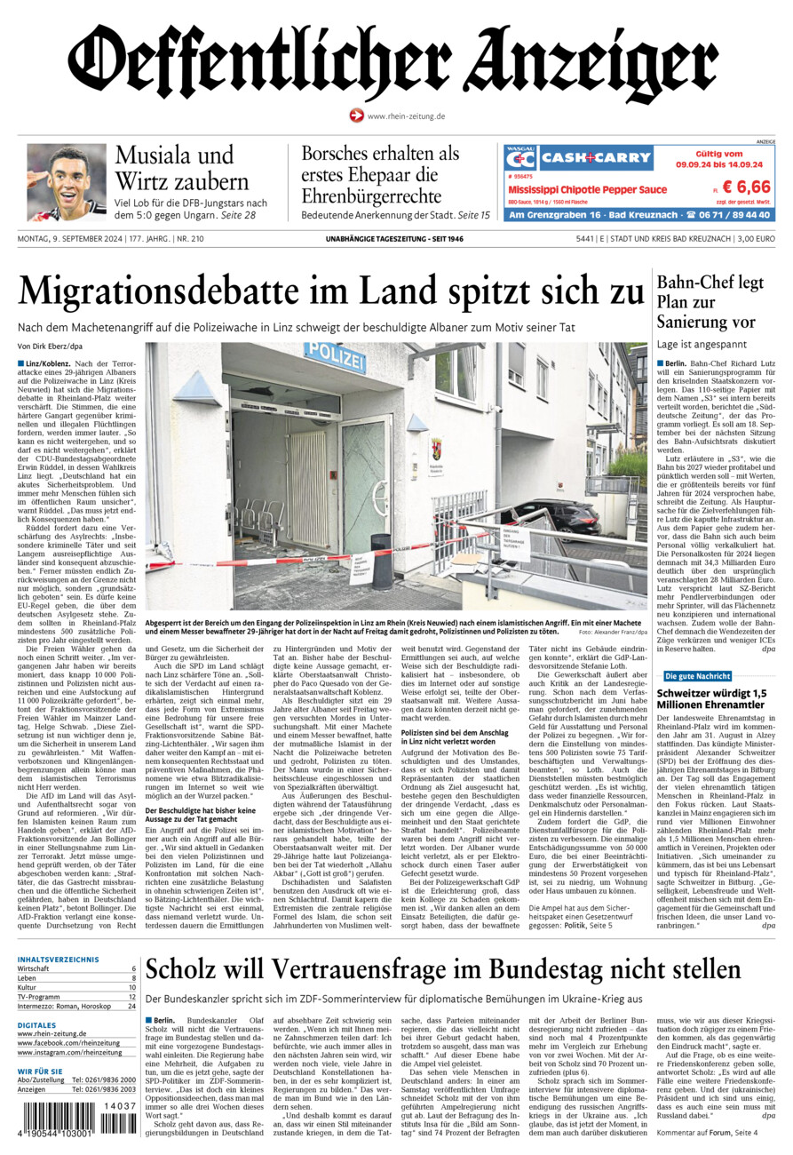 Oeffentlicher Anzeiger vom Montag, 09.09.2024