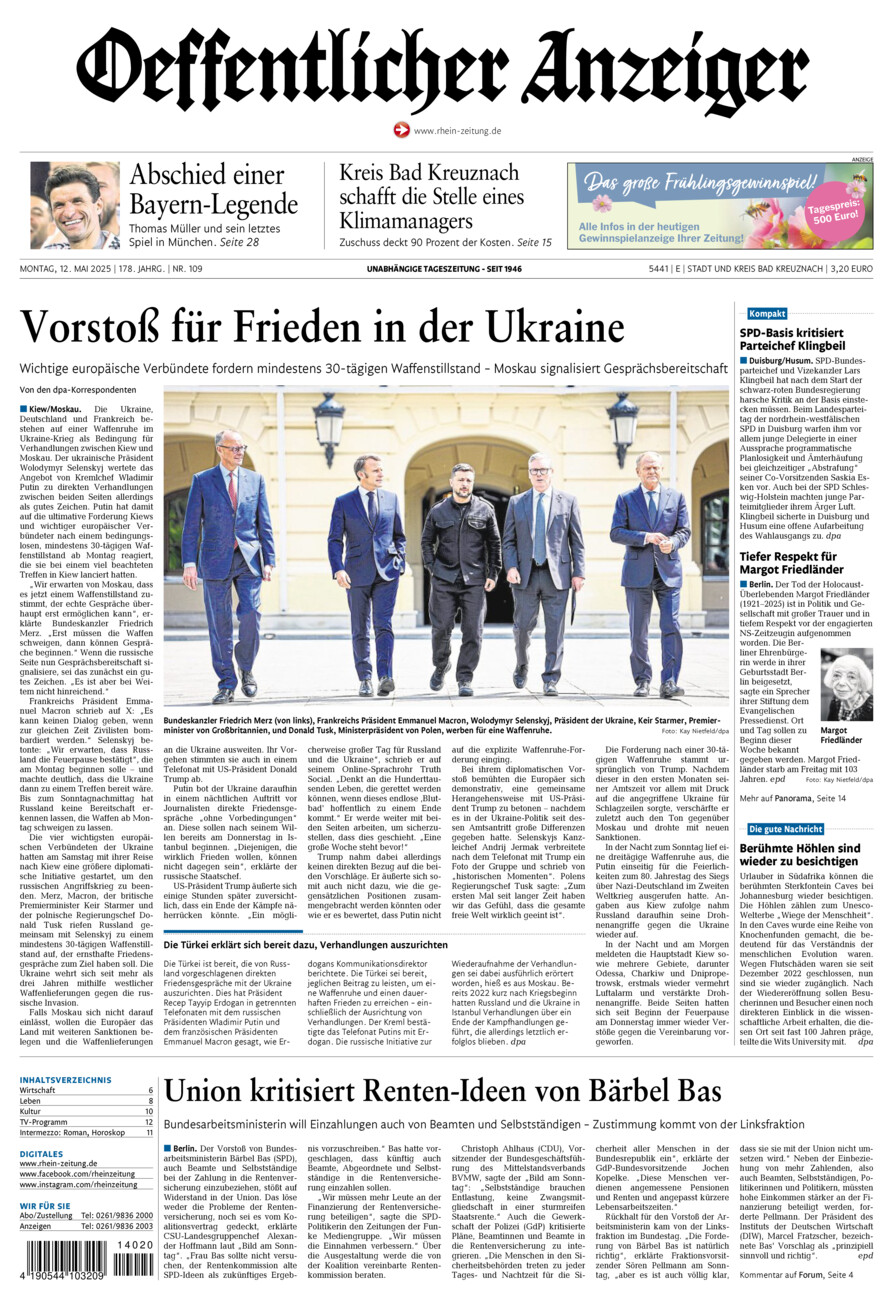 Oeffentlicher Anzeiger vom Montag, 12.05.2025