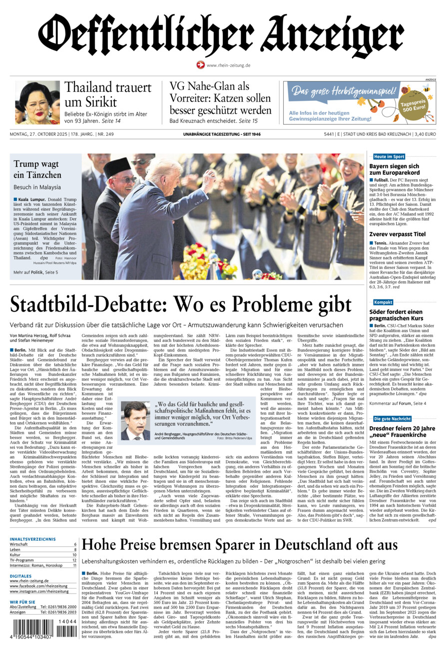 Oeffentlicher Anzeiger vom Montag, 27.10.2025