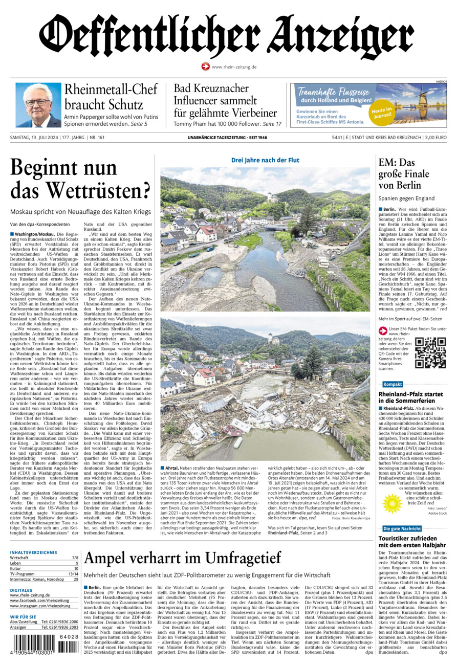 Oeffentlicher Anzeiger vom Samstag, 13.07.2024