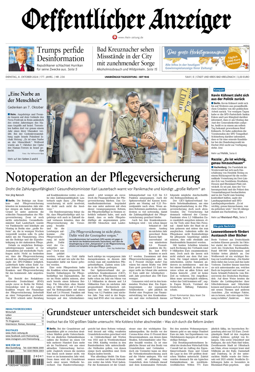 Oeffentlicher Anzeiger vom Dienstag, 08.10.2024