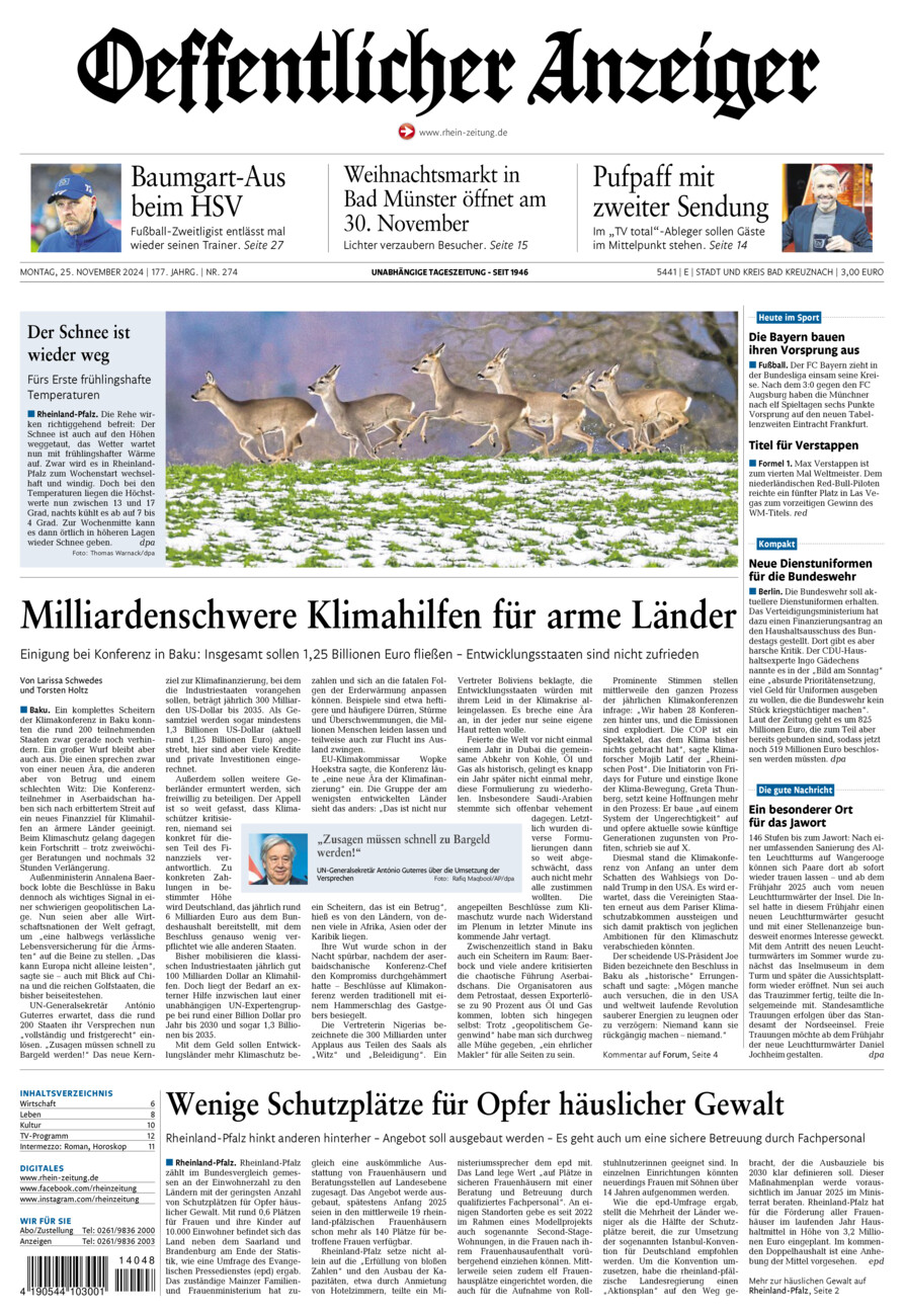 Oeffentlicher Anzeiger vom Montag, 25.11.2024