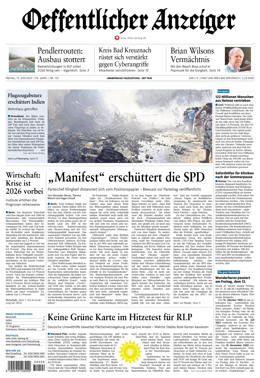 Oeffentlicher Anzeiger vom Freitag, 13.06.2025