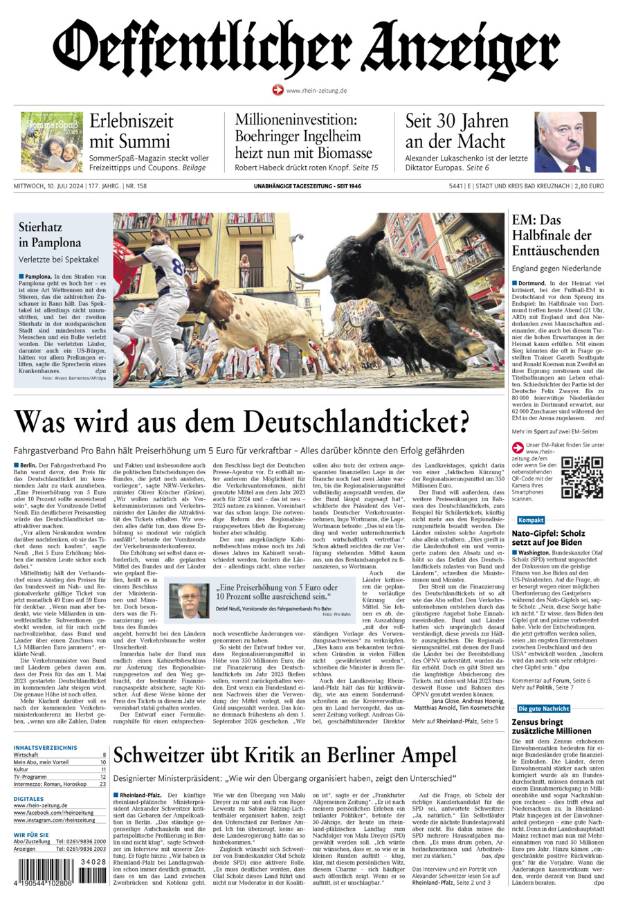 Oeffentlicher Anzeiger vom Mittwoch, 10.07.2024